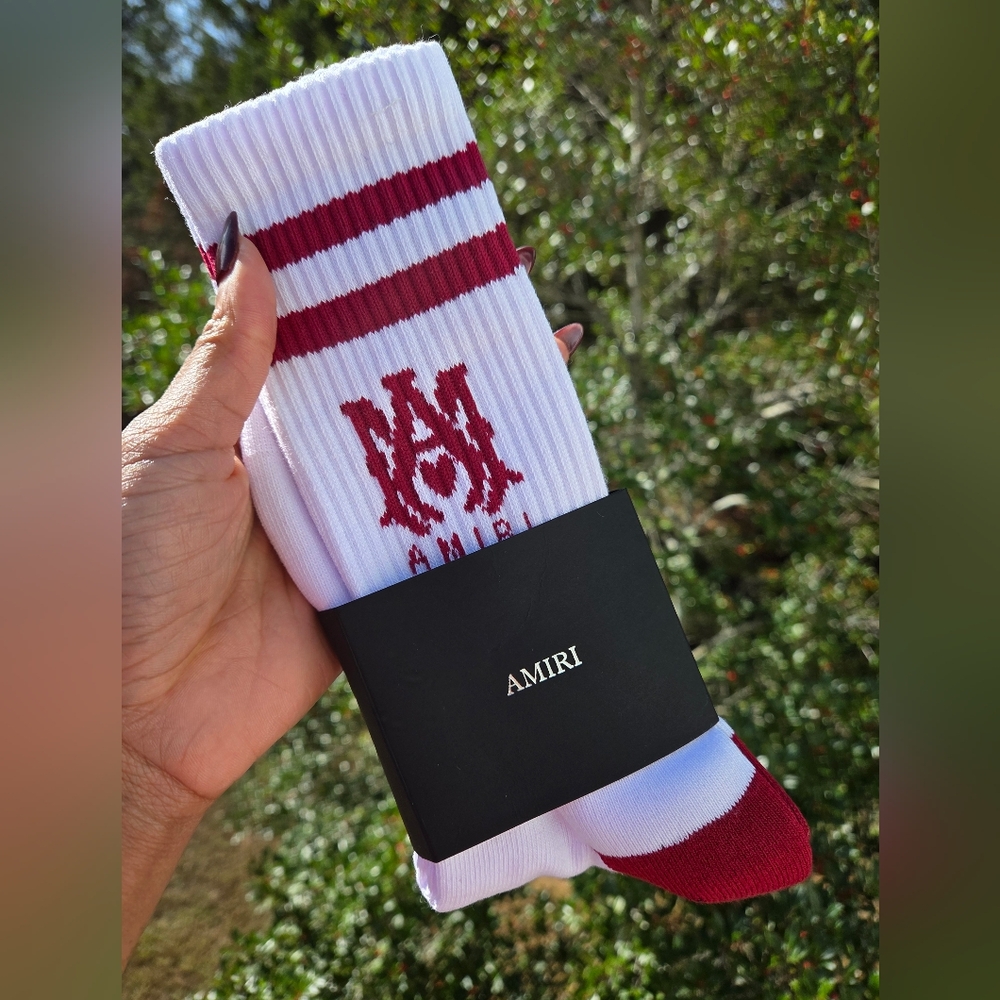 Amiri White and Red Men's Socks